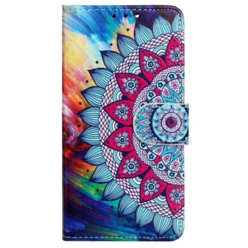 Κάλυμμα iPhone 15 με κορδονι Flashy Mandala Με Λουράκι